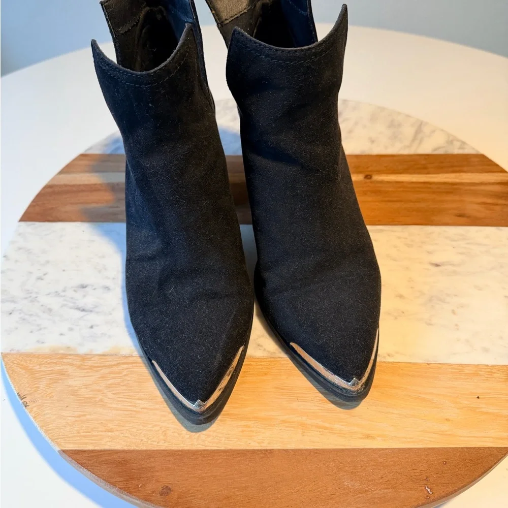 Mossimo Supply Co. Black Ankle Boots with Silver Tips - Picture 3 of 6